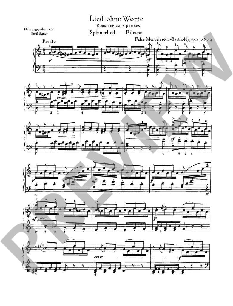 Lieder Ohne Worte 9 E Opus 30/3 &